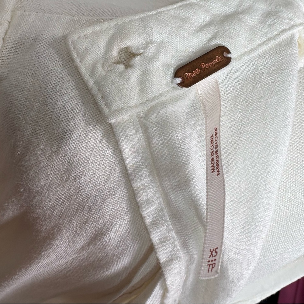 Woman’s Free People white boho peasant linen blend dress size XS - Picture 2 of 7